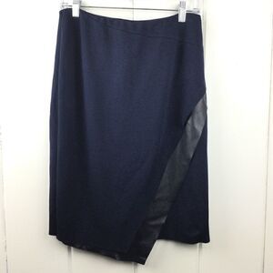 Bailey 44 Meryl Navy Faux Leather Wrap Skirt - M‎